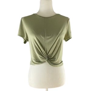 Women’s Forever 21 Light Green Crop Knot Short Sleeve Top Small